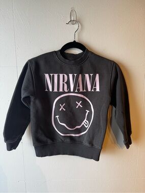 Zara Black Sweatshirt with Pink Nirvana Smiley